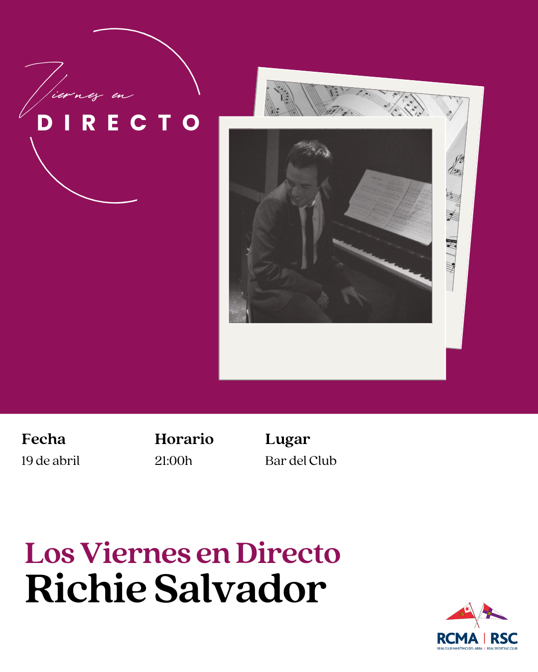 19 de abril: Viernes en Directo con el pianista Richie Salvador - 