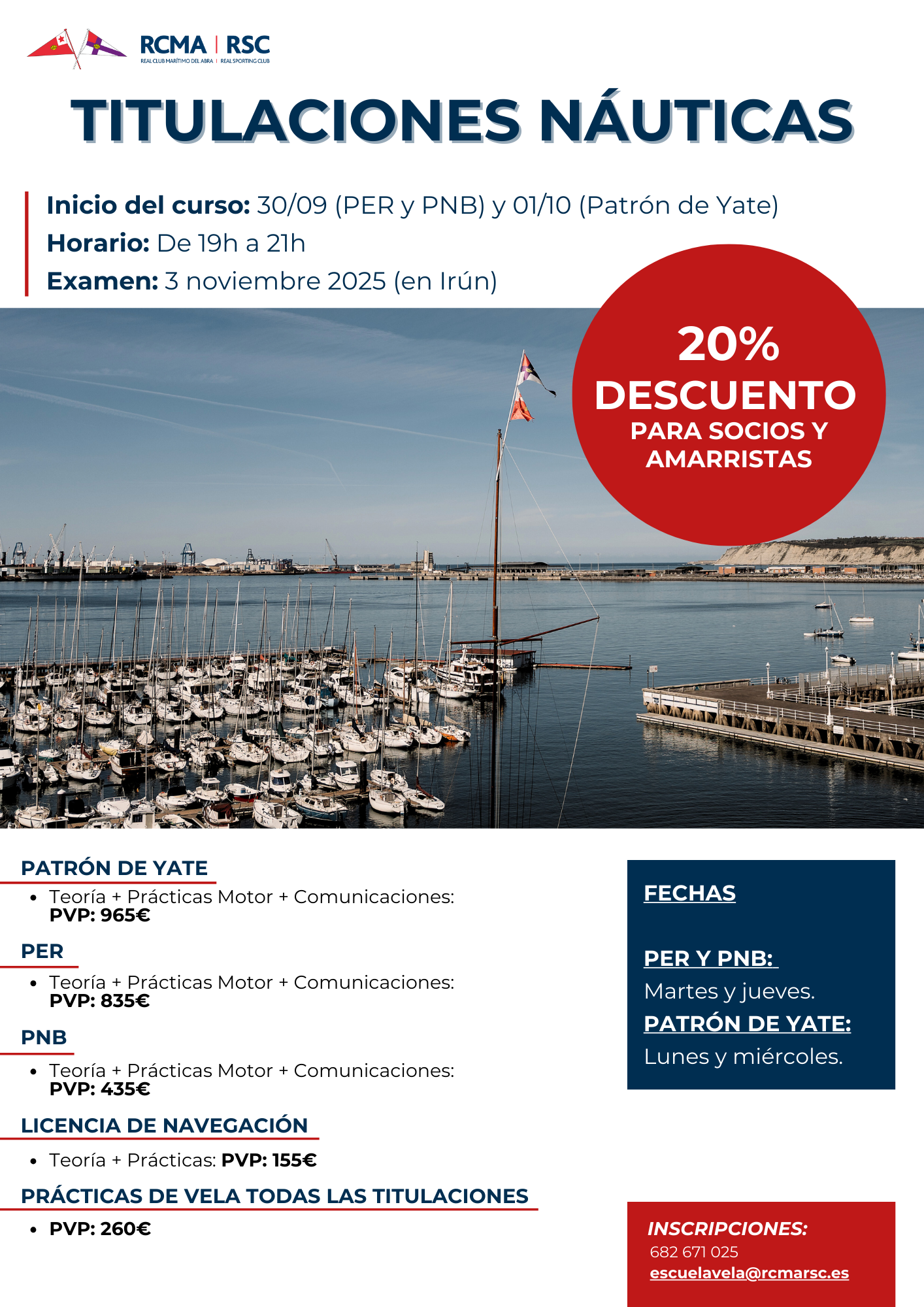 TITULACIONES NUTICAS, 20% DTO. PARA SOCIOS - 